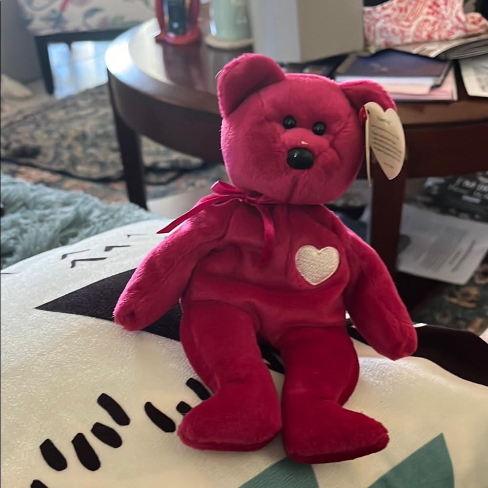 Ty Pink Plush Bear with Heart